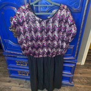 Vintage Sequin Dress Chevron Purple Kelli Kaye Large